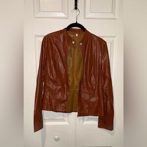 NWOT Women's Brown Faux Leather Lightweight Jacket